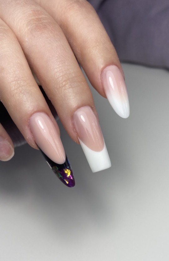 Different nail shapes and finishes including French and ombré nail enhancements